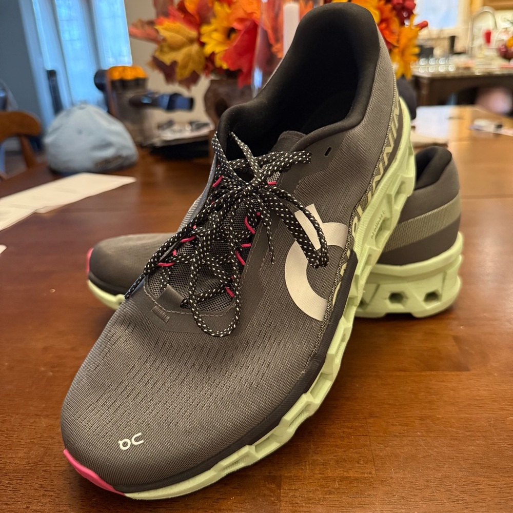 On Running Charcoal and Mint Sneakers